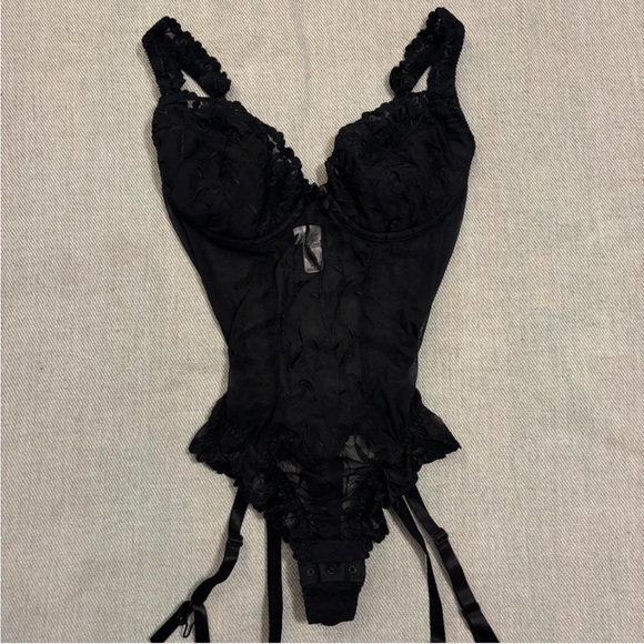 90s Vintage Victoria’s Secret Black mesh body suit corset - Picture 1 of 5
